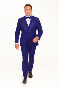 Royal Blue Italian Wool 3-Piece Modern Fit Tuxedo