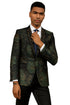 Men's Stacy Adam's Designer Prom & Wedding Tuxedo Jacket In Green & Gold Floral Paisley