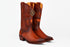 Men's King Exotic Snip Toe Sharkskin Boots Handcrafted Burnished Cognac (494RD0903)