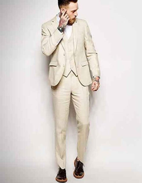 Linen Suit - Mens Summer Suits in  Natural  Color - Beach  Wedding