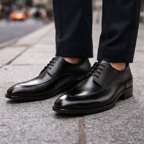 Coventry Black Calfskin Leather Men’s Classic Apron Oxford By Mezlan Made In Spain Brand