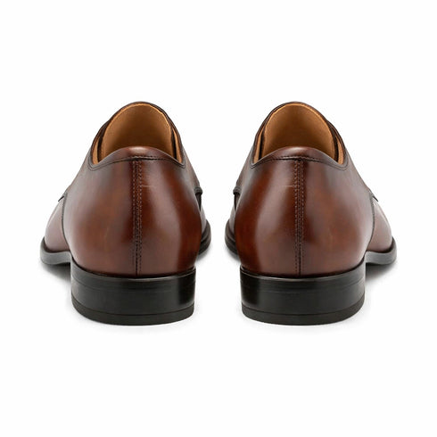 Coventry Dark Cognac Calfskin Leather Men’s Classic Apron Oxford By Mezlan Made In Spain Brand