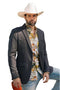 Mens Black Western Sport Coat with Elbow Patches – Modern Cowboy Blazer Jacket