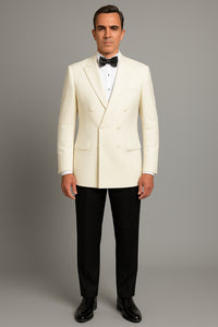 Ivory Double Breasted Tuxedo Dinner Jacket - Cream Dinner Jacket - Off White Tuxedos