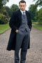 Mens Peaky Blinders Michael Gray Vested Suit & Black Overcoat Costume