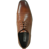 Bravo Mens Antique Cap Toe Lace Up Oxford Dress Shoe in Cognac