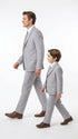 Dad and Son Suit – Father and Son Matching Light Gray 3-Piece Wedding Suits in Very Light Grey - Silver Ash Color