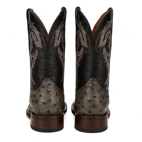Dan Post Men’s Alamosa Grey/Black Full Quill Ostrich Boots