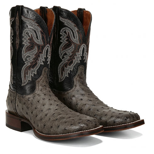 Dan Post Men’s Alamosa Grey/Black Full Quill Ostrich Boots