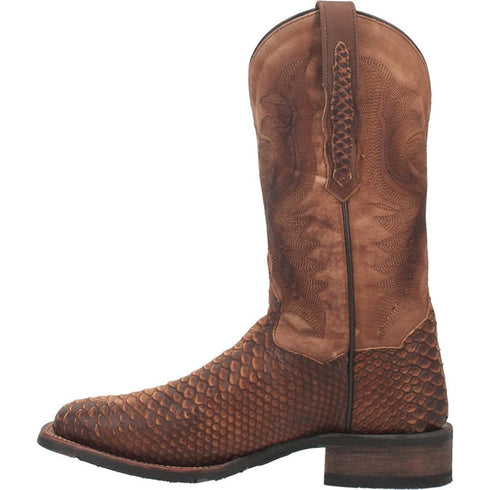 Laredo Men's Atlanta Lizard Print Leather J-Toe Boots - Black