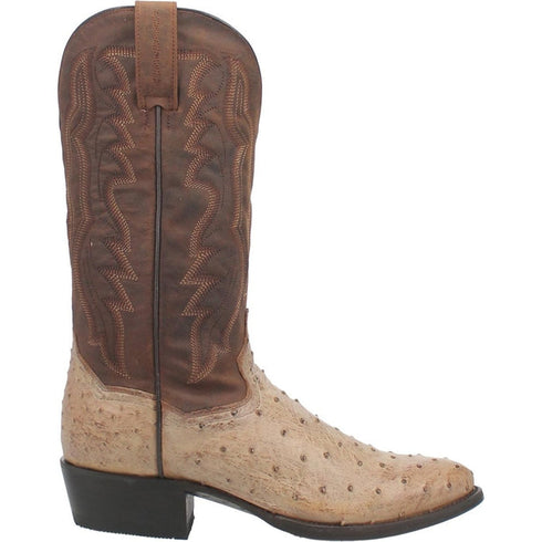 Dan Post Men's Pershing Full Quill Ostrich Round Toe Boots - Sand