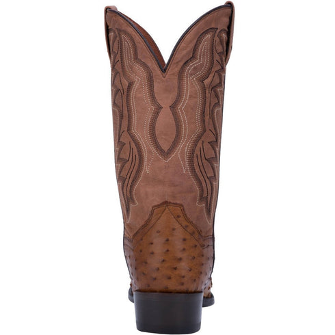 Dan Post Men's Tempe Full Quill Ostrich Round Toe Boots - Saddlebrown