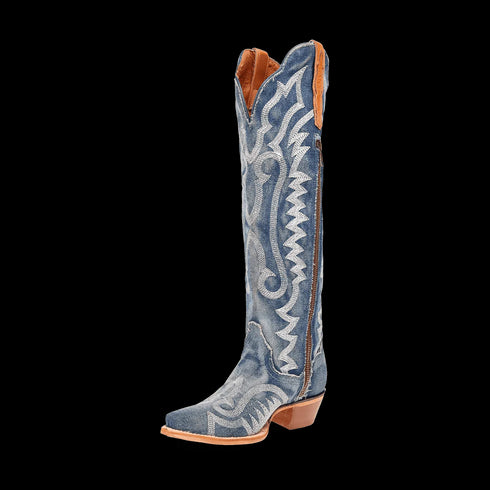 Dan Post Women's Denim Darlin Snip Toe Leather Tall Boots - Blue