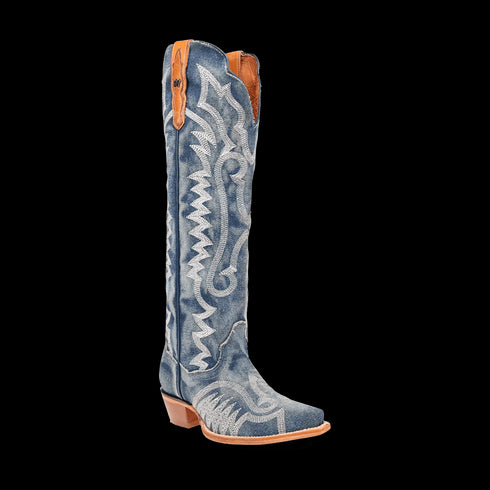 Dan Post Women's Denim Darlin Snip Toe Leather Tall Boots - Blue