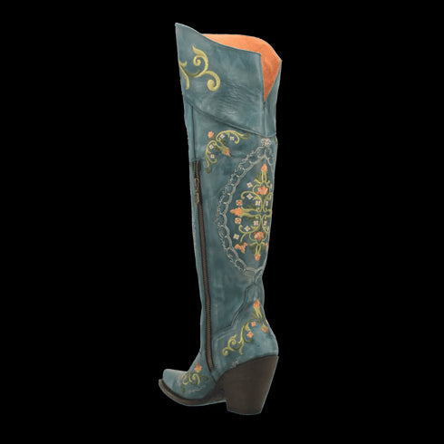 Dan Post Women's Flower Child Snip Toe Leather Tall Boots - Turquoise