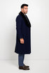Dark Navy Blue Overcoat ~ Long men's Dress Topcoat - Winter coat With Fur Collar And Wool Fabric