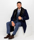 Dark Navy Blue Overcoat ~ Long men's Dress Topcoat - Winter coat With Fur Collar And Wool Fabric