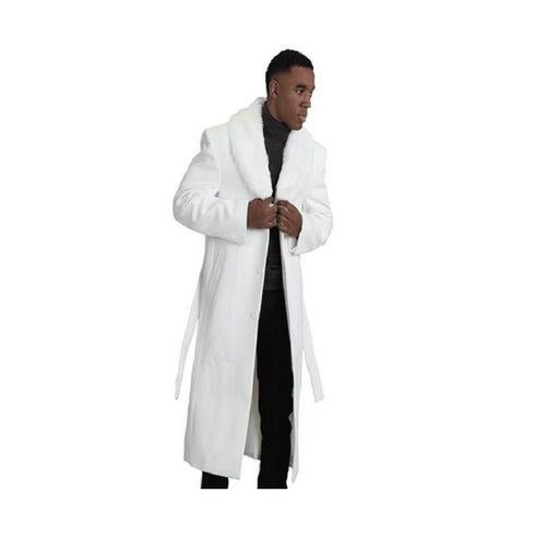 Dark White Overcoat ~ Long Mens Dress Topcoat Dark White