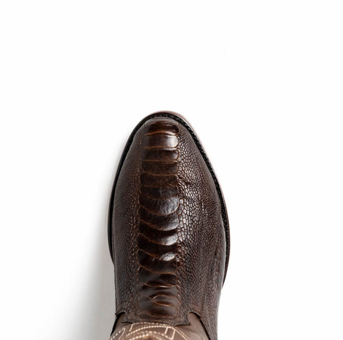 Marco Di Milano Denver Clear Brown Ostrich Leg Round Toe Cowboy Boots