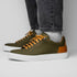 Zelli Diaz Rubberized Calfskin Sneaker in Olive Green