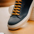 Zelli Diaz Rubberized Calfskin Sneaker in Navy with Matte Finish