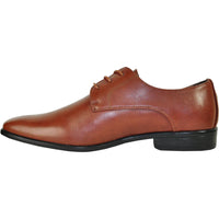Bravo Mens Pointed Plain Toe Oxford Dress Shoe in Brown