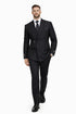 Men’s Black Double Breasted Wool Suit with Metal Buckle Closure