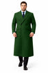 Double Breasted Long Overcoat One Chest Pocket Olive Green - Mens Car Coat Mens Topcoat