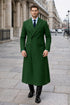 Double Breasted Long Overcoat One Chest Pocket Olive Green - Mens Car Coat Mens Topcoat