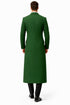 Double Breasted Long Overcoat One Chest Pocket Olive Green - Mens Car Coat Mens Topcoat