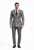 Double Breasted Slim Fit Suit - Dark Gray Suit - Tapred Fit Pants