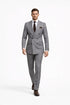 Double Breasted Slim Fit Suit - Dark Gray Suit - Tapred Fit Pants