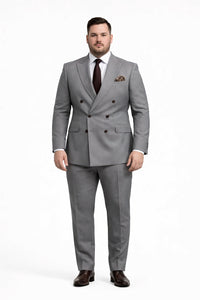 Double Breasted Slim Fit Suit - Dark Gray Suit - Tapred Fit Pants