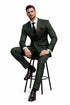 Double Breasted Slim Fit Suit - Dark Green Suit - Tapred Fit Pants