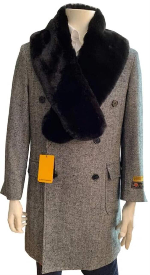 Double Breasted Three Quarter Overcoat - Wool And Cashmere Peacoat - Topcoat