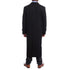 Mens Black Diamond Solid Black Wool Double Breasted Trench Coat