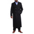 Mens Diamond Solid Black Wool Double Breasted Trench Coat