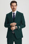 Mens Stacy Adams Suits Brand - Designer Suit Men's Two Button Vested Stacy Adams Basic Designer Suit in Hunter Green