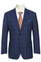 Western Sport Coat - Western Blazer Mens Classic Fit Two Button Wool & Linen Sport Coat Blazer in Blue Windowpane Plaid