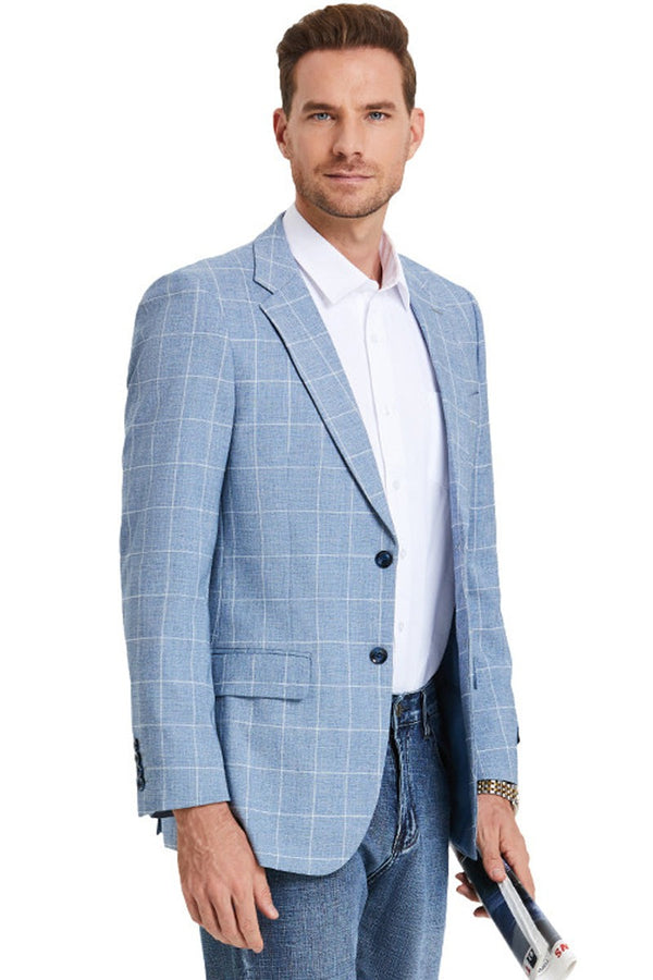 SINGLE BREASTED CUFF WESTERN BLAZER LIGHT BLUE
