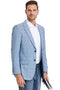 Western Sport Coat - Western Blazer Men's Slim Fit Business Casual Summer Windowpane Plaid Blazer in Light Blue