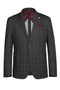 Western Sport Coat - Western Blazer Mens Slim Fit Patch Pocket Vintage Style Sports Coat Blazer in Charcoal Grey Windowpane Plaid