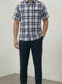 Dreams Blue/ Off White Plaid 2 Piece Coord Sets Reza 285-11