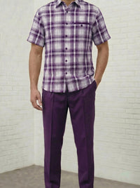 Dreams Lavender Purple/Off White Plaid 2 Piece Coord Set Reza 285-19