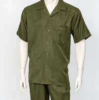 Dreams Mens Olive Short Sleeve Walking Suit Daytona 256-04