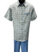 Dreams Men's Powder Blue/Off White Plaid 2 Piece Short Sleeve Summer Set Chico 283-21