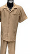 Dreams Mens Sand Beige Patterned Short Sleeve Walking Suit Skipper 265-33