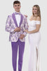 EJ Samuel Lavender Paisley Prom Tuxedo, Slim Fit with Studded Lapel - USA Men's Outlet