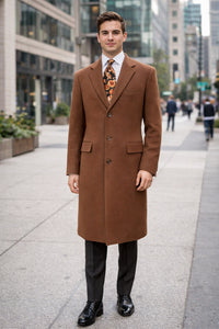 Men's Vicuna - Light Brown Coat - 100% Wool Vicuna - Light Brown Overcoat - Mens Topcoat