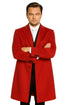 Three Buttons Red Wool Fabric Overcoat / Long men's Dress Topcoat - Winter coat